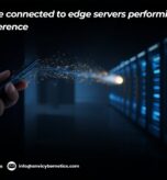 Mobile device connected to edge servers performing secure AI inference