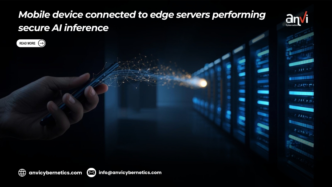 Mobile device connected to edge servers performing secure AI inference
